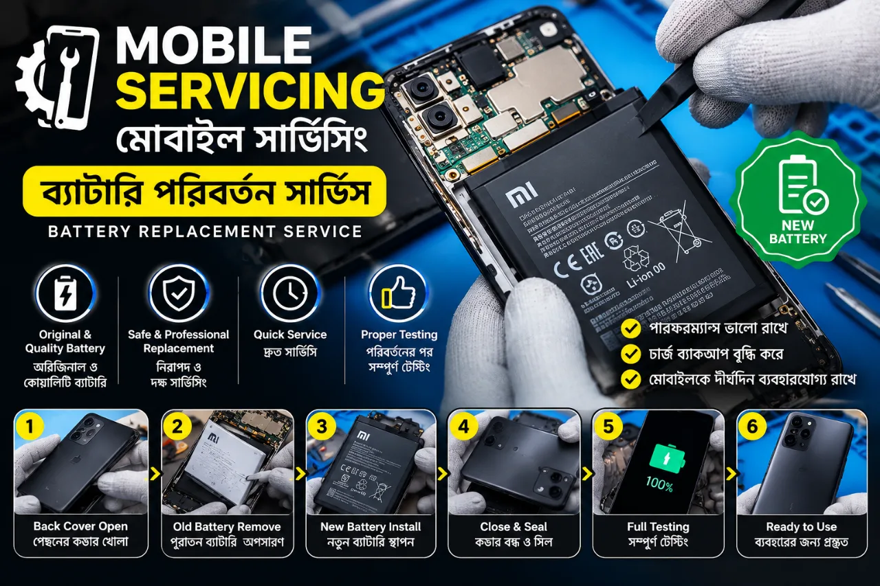 মোবাইল ফোনের ব্যাটারি পরিবর্তন সার্ভিস