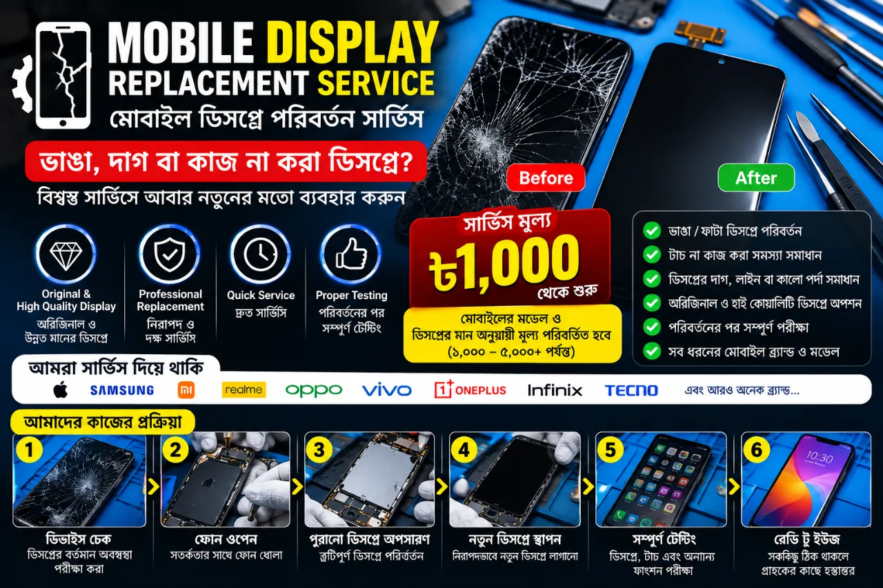মোবাইল ডিসপ্লে পরিবর্তন সার্ভিস